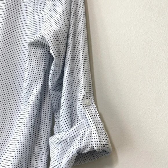 Express Black and White Pin Dot Women's Button Down Shirt - Picture 5 of 8